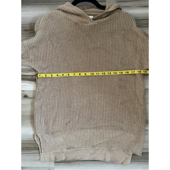 Cynthia Rowley Women’s Hoodie Sweater Medium Tan Ribbed Cotton Pullover Slouchy - Picture 6 of 8